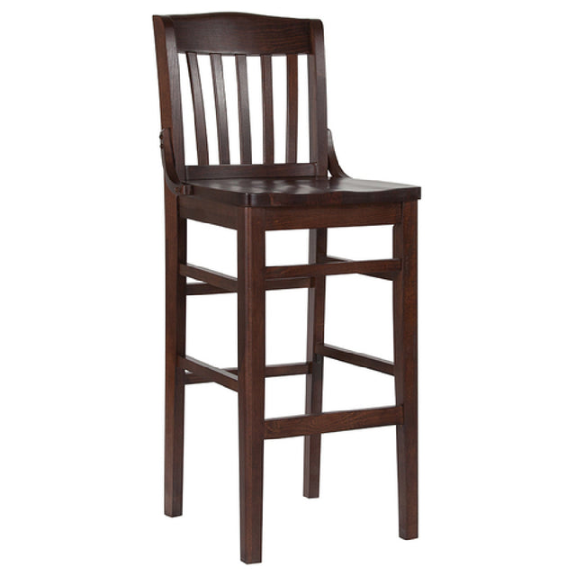 Flash Furniture XU-DG-W0006BAR-WAL-GG Hercules Series Restaurant Bar Stool Wood Schoolhouse Back