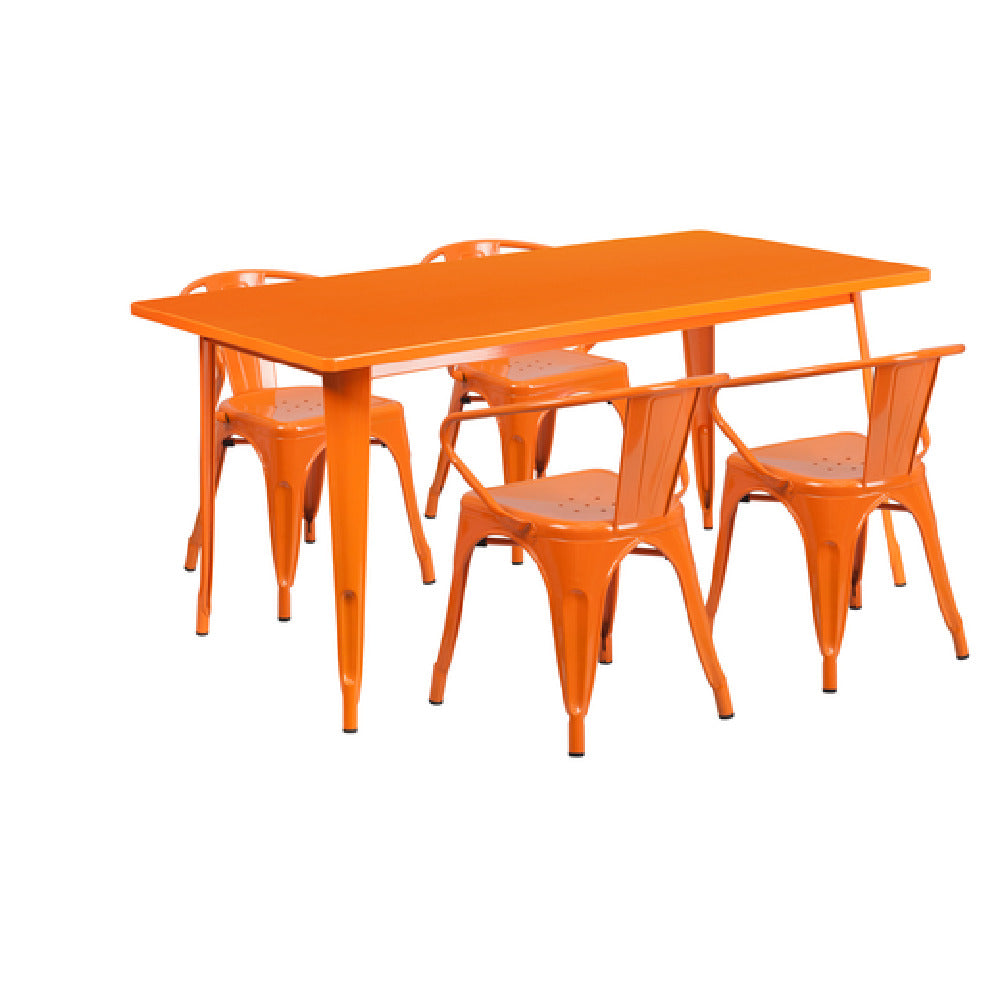 Flash Furniture ET-CT005-4-70-OR-GG Table And Chair Set Includes (1) 63"W X 31-1/2"D X 29-1/2"H Table