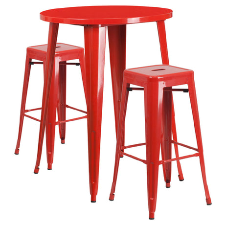 Flash Furniture CH-51090BH-2-30SQST-RED-GG Table And Bar Stool Set Includes (1) 30" Dia. X 41"H Table