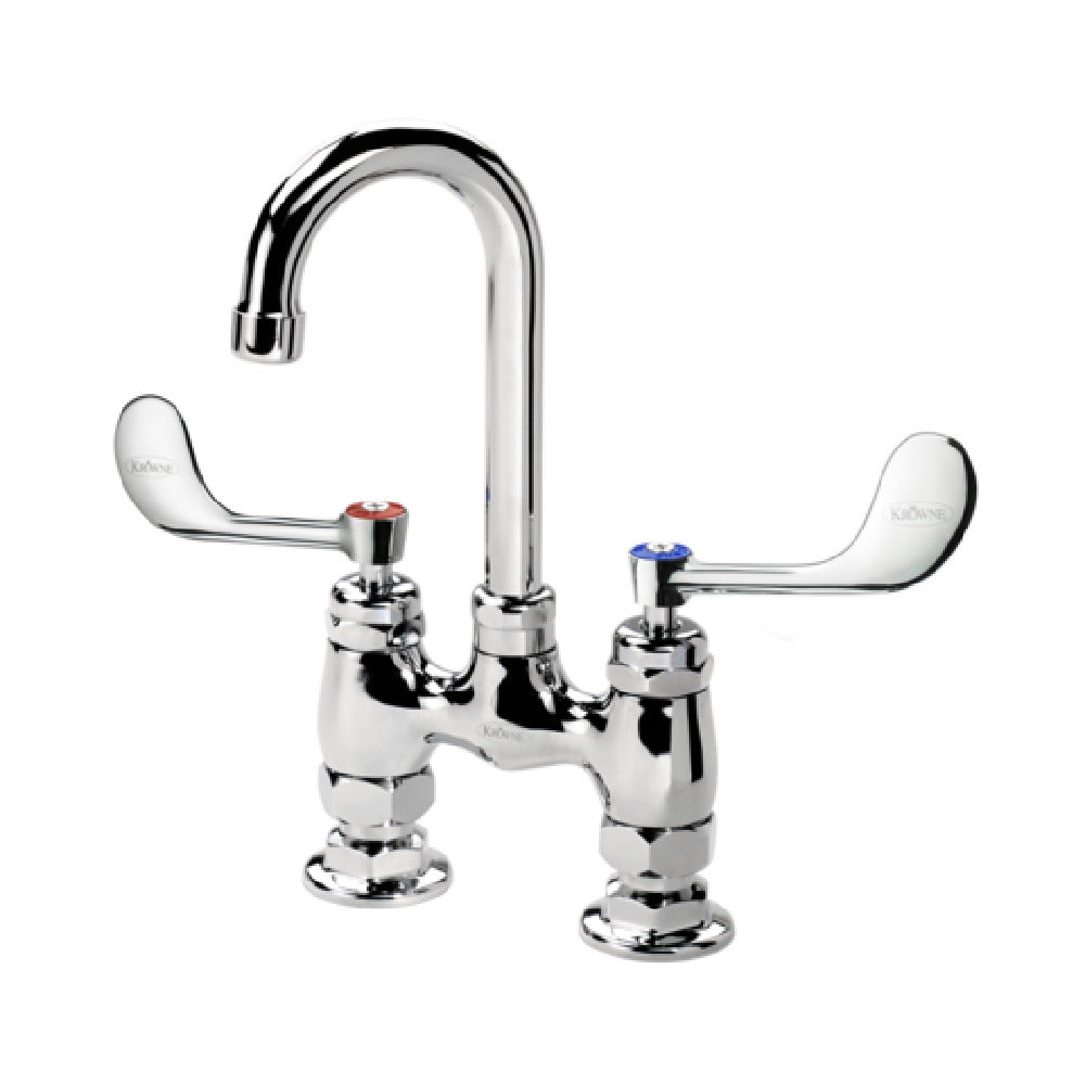 Krowne 15-425L-W-E2 Royal Series 4" Raised Deck Mount Faucet With 3-1/2" Wide Gooseneck Spout