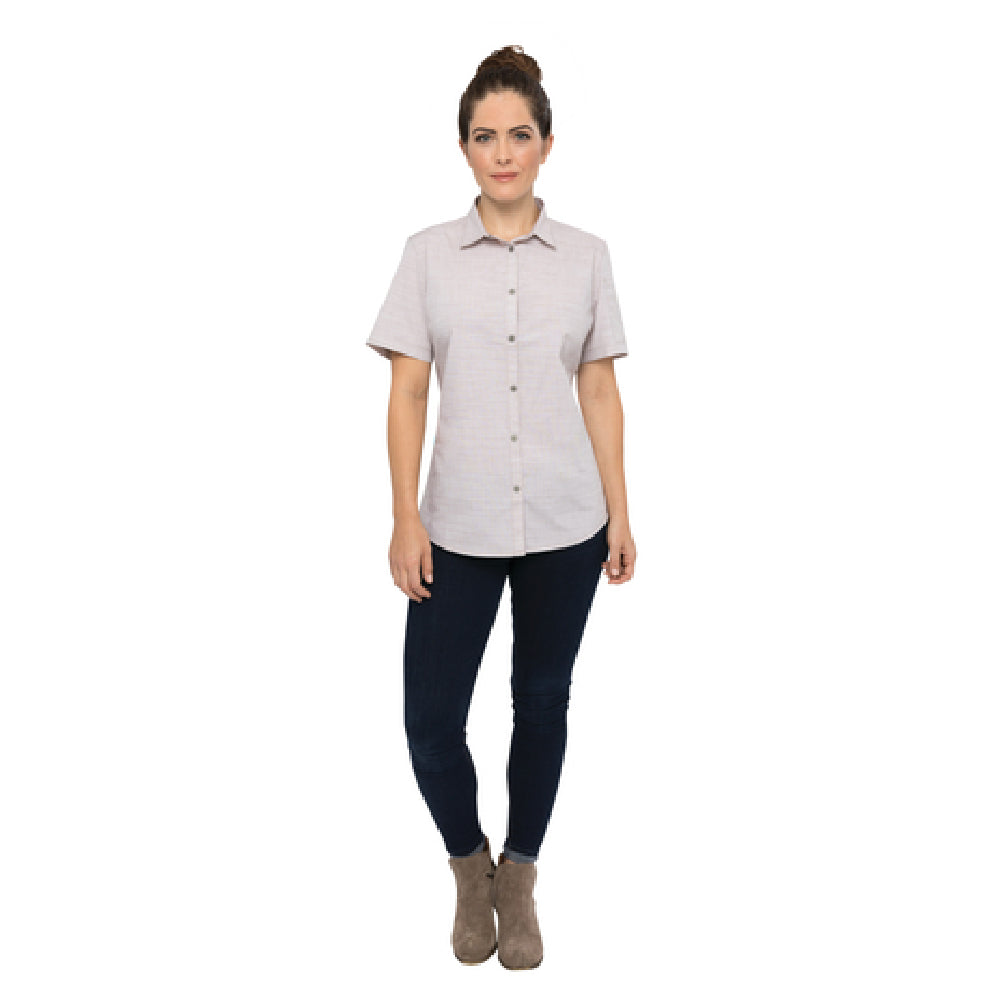 Chef Works SHC01WTAUXL Women's Havana Shirt Short Sleeves Side Hem Detail