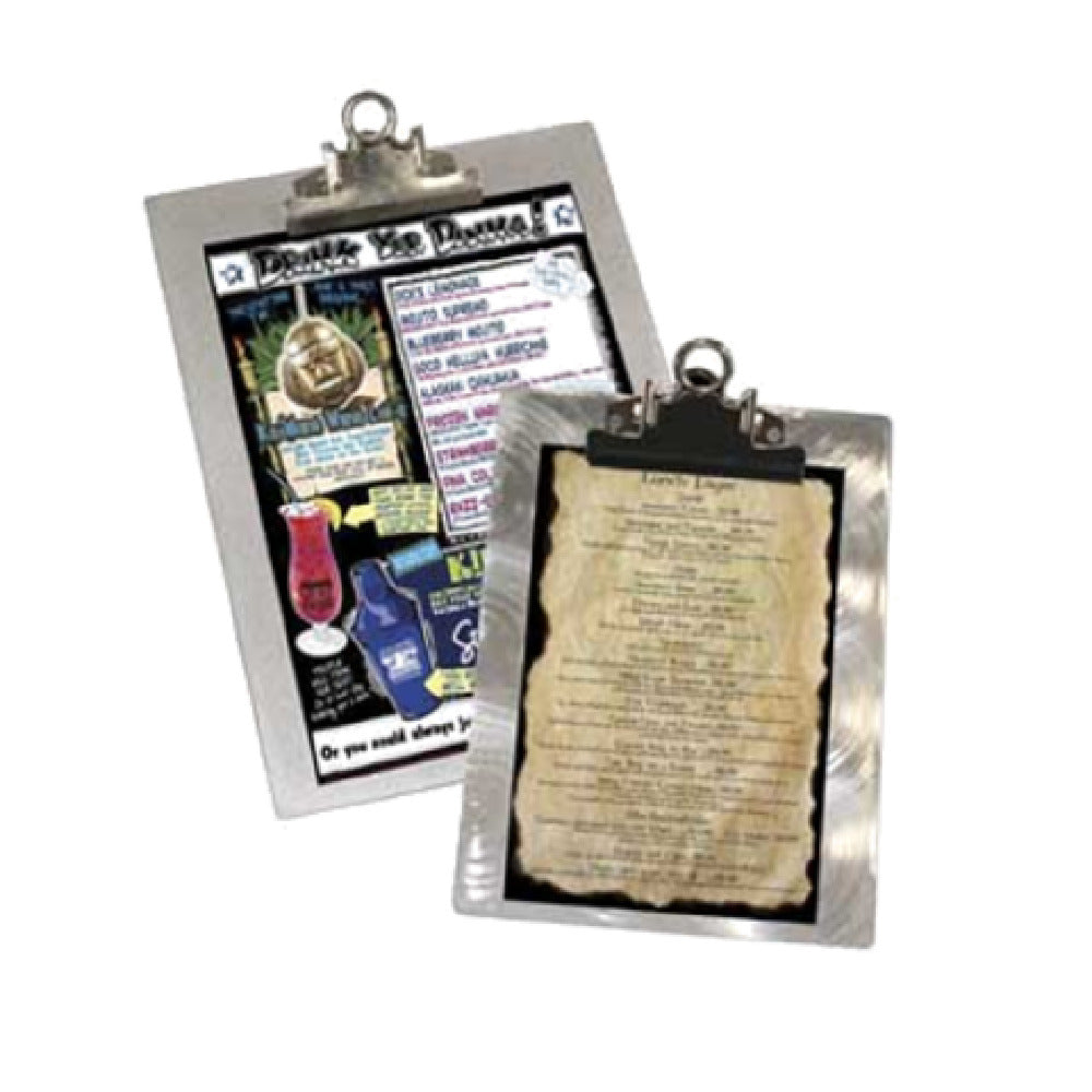 Menu Solutions ALSIN41-CLIP_BRUSH Menu Clip Board Holds 4-1/4" X 11" Insert Alumni-board