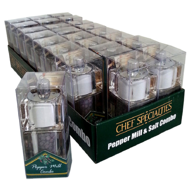 Chef Specialties 01551 (015519) Chef Home Cookin' Series Cubic Salt Shaker/Pepper Mill Combo Counter Case