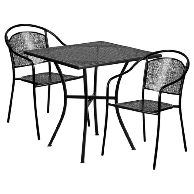 Flash Furniture CO-28SQ-03CHR2-BK-GG Patio Table Set Includes (1) Table: 28"W X 28"D X 28-1/4"H