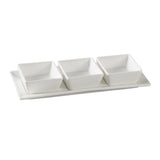 Yanco PS-724 Piscataway Bowl Set Includes (3) 3" 3 Oz. Square Bowls And 11" X 4-1/4" Rectangular Tray
