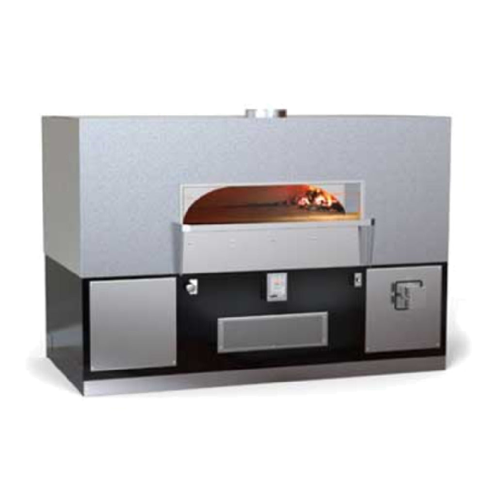 Wood Stone FD-11260RFGLIRCL Fire Deck Stone Hearth Oven Radiant Gas Flame On Left Side And Coal Burning On Right