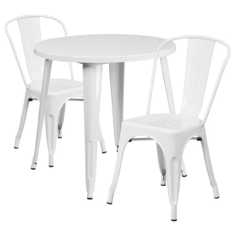 Flash Furniture CH-51090TH-2-18CAFE-WH-GG Table And Chair Set Includes (1) 30" Dia. X 29-1/2"H Table