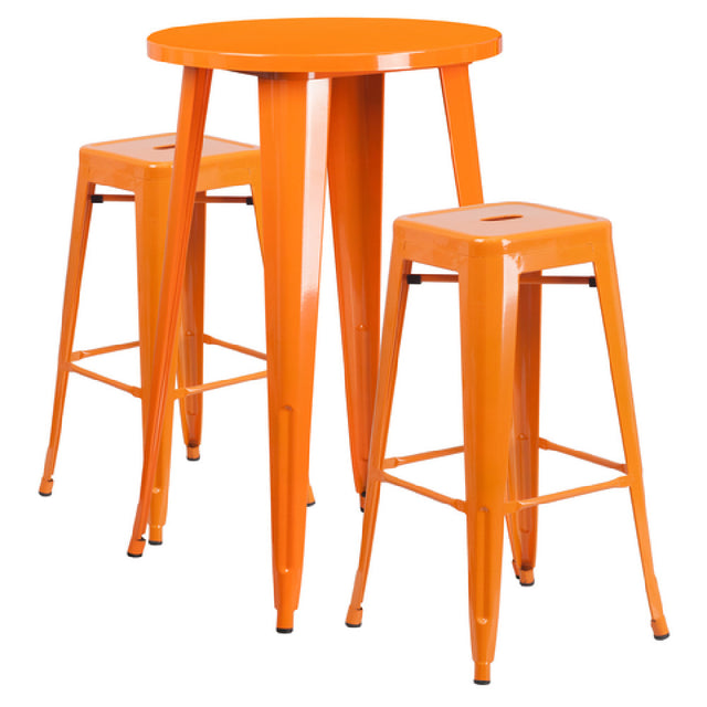 Flash Furniture CH-51080BH-2-30SQST-OR-GG Table And Bar Stool Set Includes (1) 24" Dia. X 41"H Table