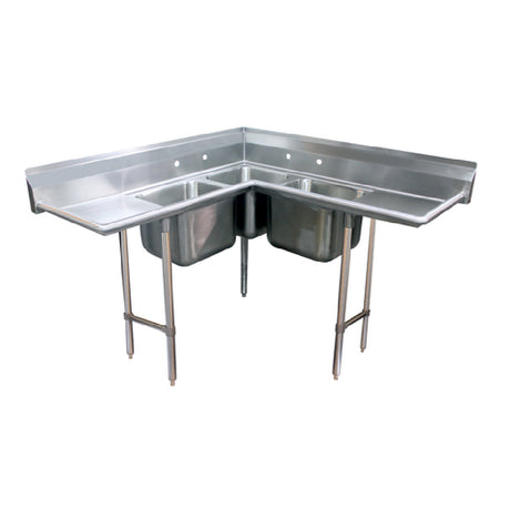 Advance Tabco 94-K2-24D Corner Sink 3-compartment (3) 20" X 20" X 12" Deep Bowls