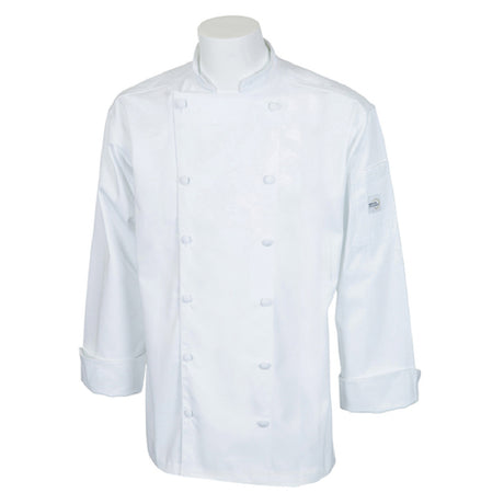 Mercer Culinary M62030WHS Renaissance Men's Jacket Traditional Neck (12) Cloth Covered Buttons