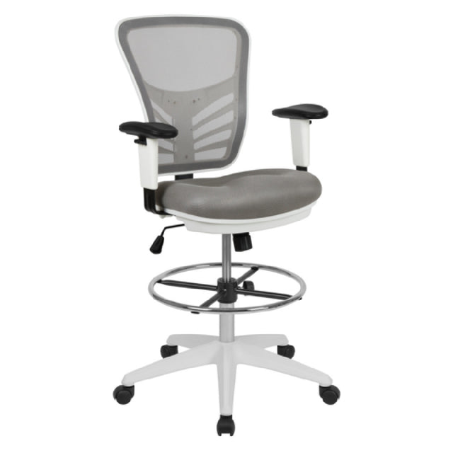 Flash Furniture HL-0001-1CWHITE-LTGY-GG Tyler Drafting Chair 23-1/2" To 31-1/2" Adjustable Seat Height