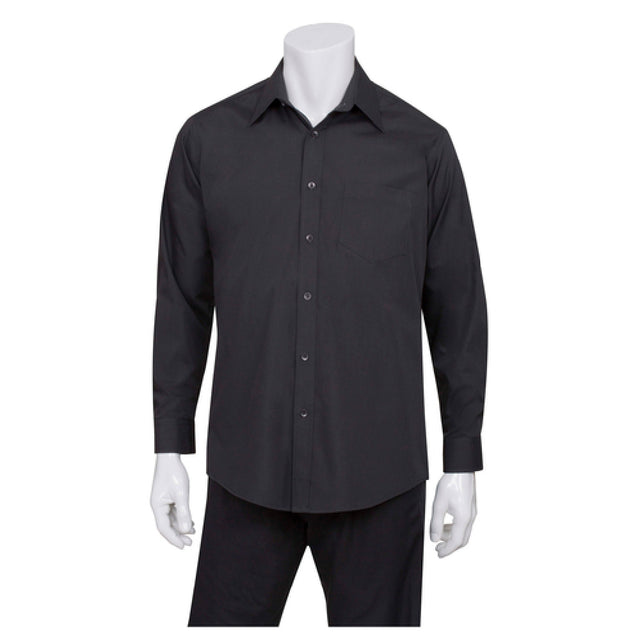 Chef Works D150BLKXL Men's Essential Dress Shirt Long Sleeves Adjustable Cuffs