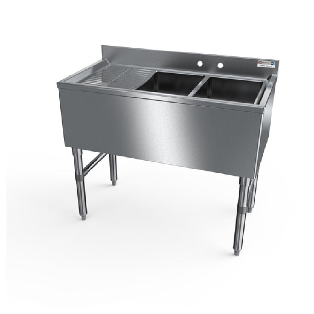 NBR Equipment UW-2-101410-36L Slim-Line Underbar Sink Unit Two-compartment 36"W X 18-1/4"D X 32-1/2"H Overall Size