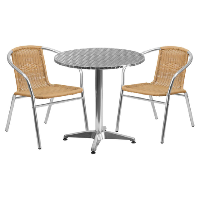 Flash Furniture TLH-ALUM-28RD-020BGECHR2-GG Table & Chair Set Includes (1) 27-1/2" Dia. X 27-1/2"H Table