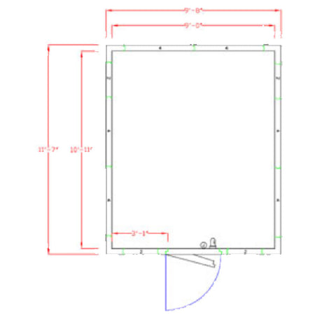 American Panel 10X12C-I Walk-In Cooler 7'-3-3/4" H X 9'-8" W X 11'-7" D Indoor