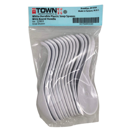 Town 22803/GR Chinese Soup Spoon With Hook Handle White Plastic (case Of 12 Dozen)