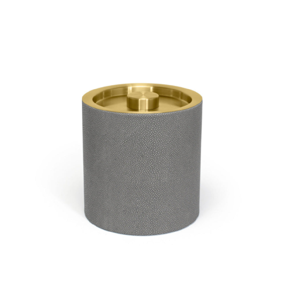 FOH RIB039GYL21 3.5qt Round Belize Ice Bucket Smoke With Matte Brass Lid Includes One RIB018GYL21-BTM 3.5qt Round Belize Ice Bucket Base Smoke