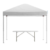 Flash Furniture JJ-GZ10183Z-WH-GG Otis Pop-up Canopy Tent And Folding Bench Set