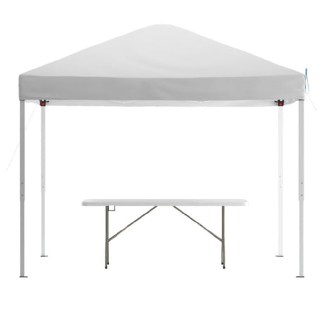 Flash Furniture JJ-GZ10183Z-WH-GG Otis Pop-up Canopy Tent And Folding Bench Set