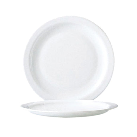 Arc Cardinal 57975 Arcoroc Restaurant White Rim Plate (D:9.25'') Fluorosilicate Opal Glass