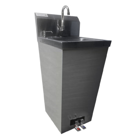 Steel Works Stainless SWHSF-14 Pedestal Hand Sink 15-1/4" X 17-1/4" X 42"H With 8" Backsplash 1 Drawn Bowl:14" X 10" X 5ith Soap Dispenser