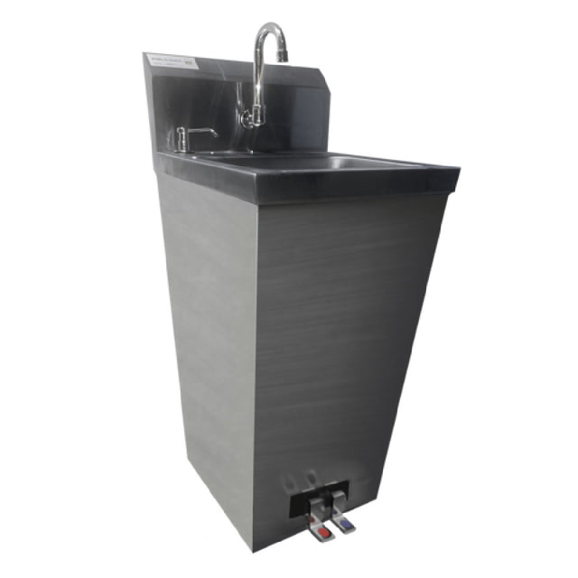 Steel Works Stainless SWHSF-14 Pedestal Hand Sink 15-1/4" X 17-1/4" X 42"H With 8" Backsplash 1 Drawn Bowl:14" X 10" X 5ith Soap Dispenser