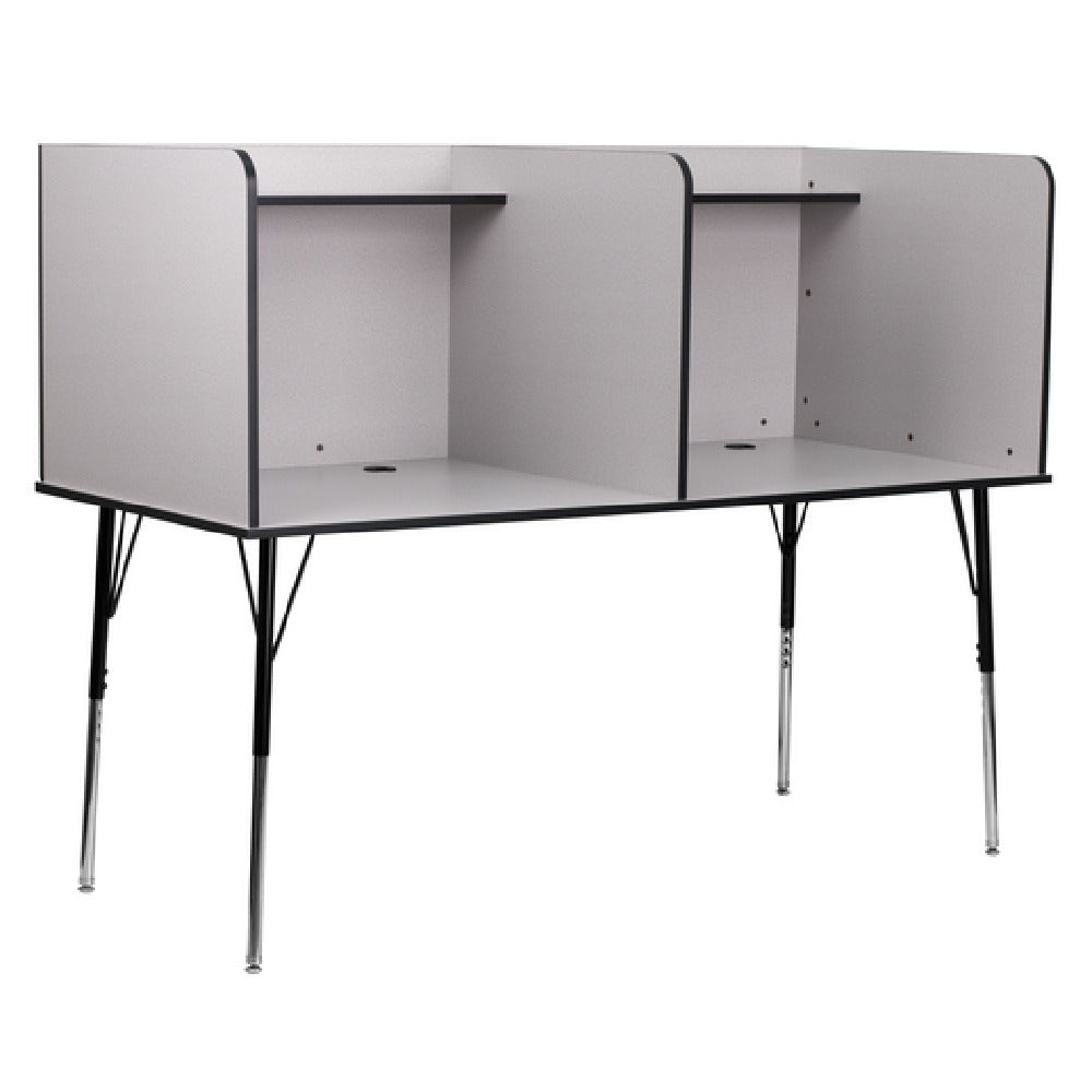 Flash Furniture MT-M6222-DBLSC-GRY-GG Double Study Carrel Stand-alone With Top Shelf