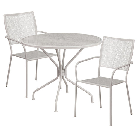 Flash Furniture CO-35RD-02CHR2-SIL-GG Patio Table Set Includes (1) Table: 35-1/4" Dia. X 28-3/4"H