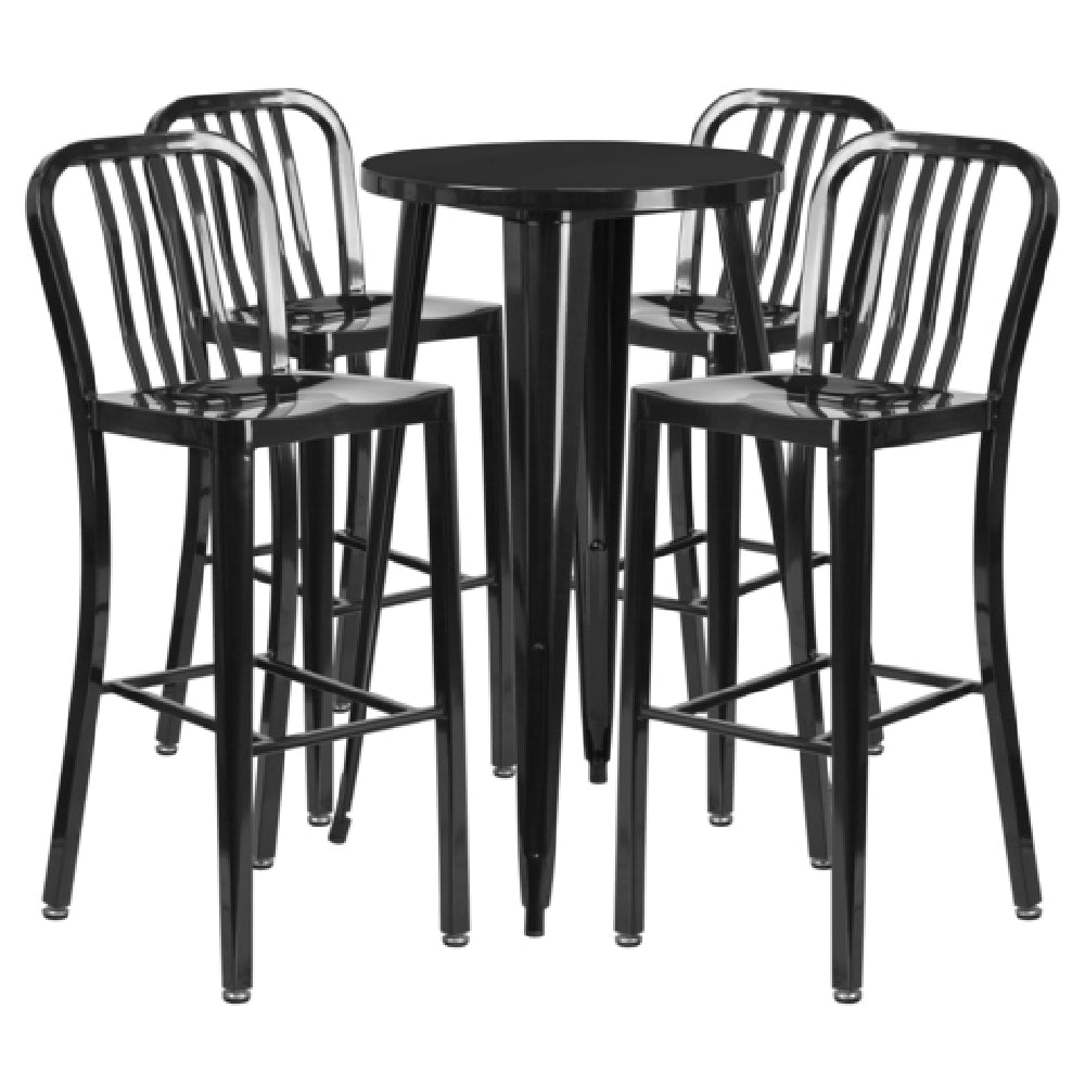 Flash Furniture CH-51080BH-4-30VRT-BK-GG Table And Bar Stool Set Includes (1) 24" Dia. X 41"H Table