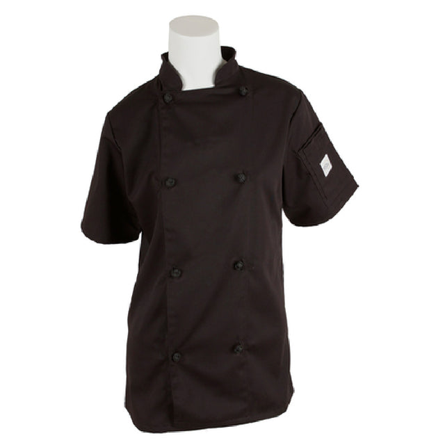 Mercer Culinary M60024BK3X Millennia® Women's Jacket Short Sleeve (8) Cloth Knot Buttons