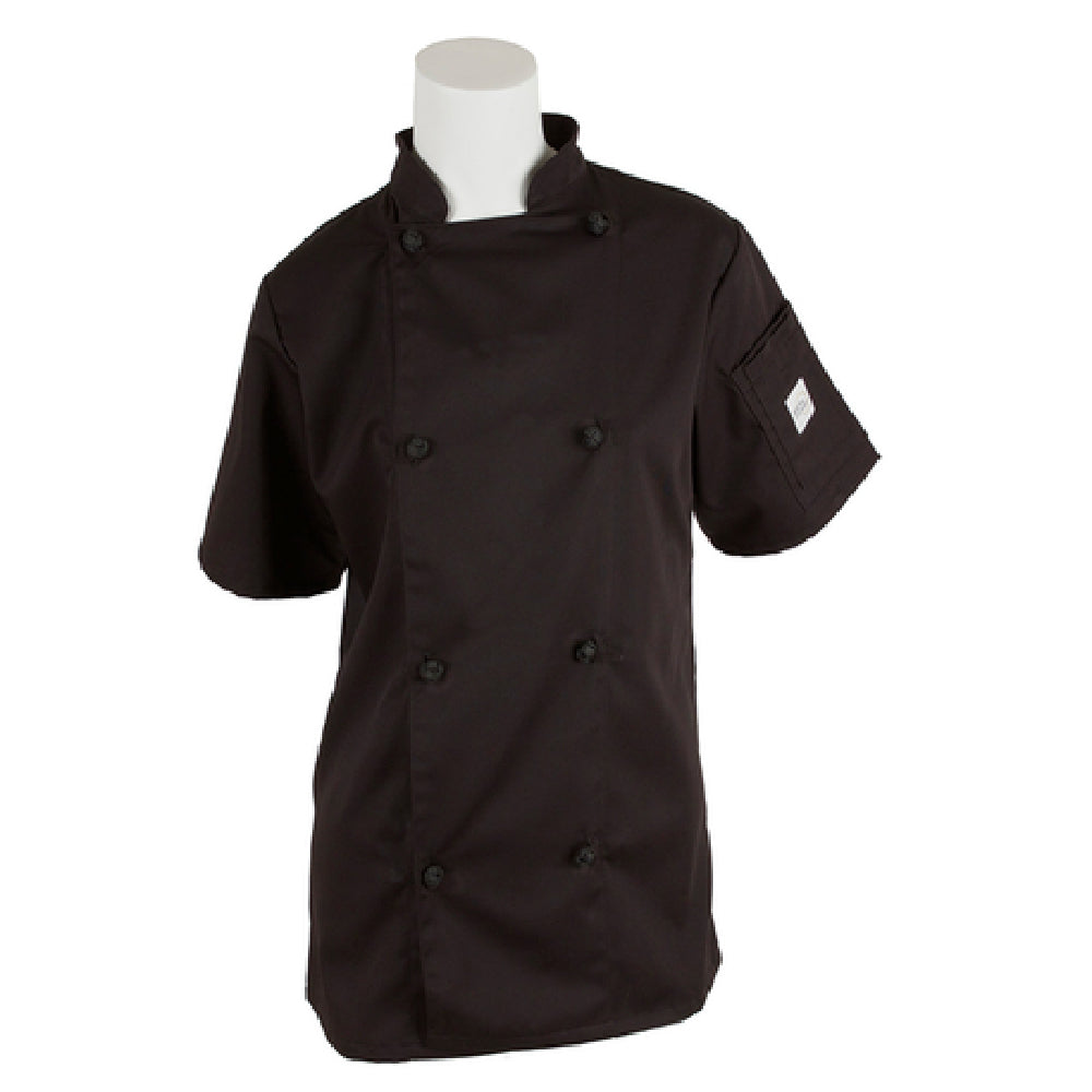 Mercer Culinary M60024BKXXS Millennia® Women's Jacket Short Sleeve (8) Cloth Knot Buttons