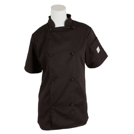 Mercer Culinary M60024BKXS Millennia® Women's Jacket Short Sleeve (8) Cloth Knot Buttons