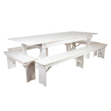 Flash Furniture XA-FARM-5-WH-GG Hercules Series Folding Farm Table Set Antique Rustic White Design