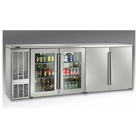 Perlick BBSN92 Narrow Door Refrigerated Back Bar Cabinet Four-section 92"W