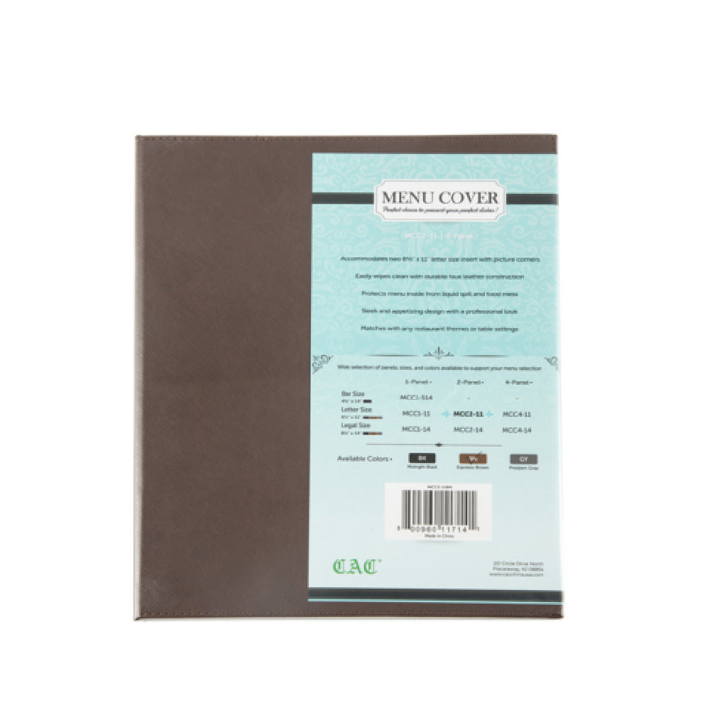 CAC China MCC2-11BN Meun Cover 2-panel 8-1/2" X 11"