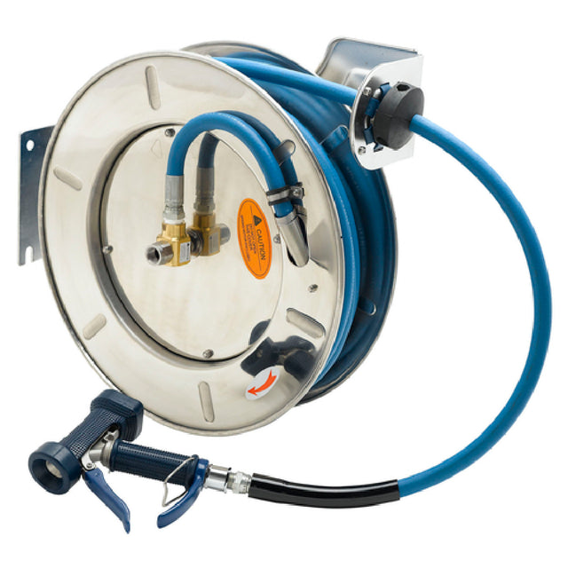 T&S Brass B-7143-07 Hose Reel System Open 1/2" X 50' Hose With Stainless Steel Front Trigger Spray Valve (with A 9/16" Orifice)