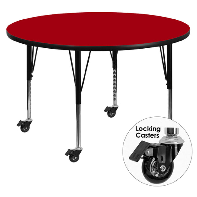 Flash Furniture XU-A42-RND-RED-T-P-CAS-GG Activity Table 42" Dia. X 17-2/5" To 25-2/5" Adjustable Height