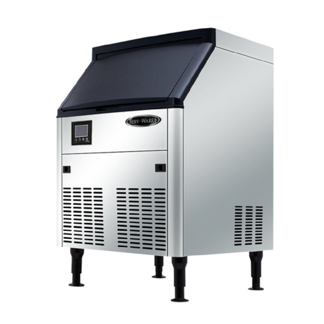 Serv-Ware SWUC-160H - Serv-Ware Ice Machine - 160 Lb Production - Undercounter - Dimensions: 26"W X 27.83"D X 38.94"H - Half Cube - LED Lighting - Bin Capacity: 80 Lb. - Exterior Material: Stainless Steel - Interior Material: Food-Grade Polyethylene - Insulation Material: Rigid Polyurethane Foam - R290 Refrigerant - BTU/H: 1535 - Defrosting: Automatic Operation - 1/2 HP - 115v/60/1-ph