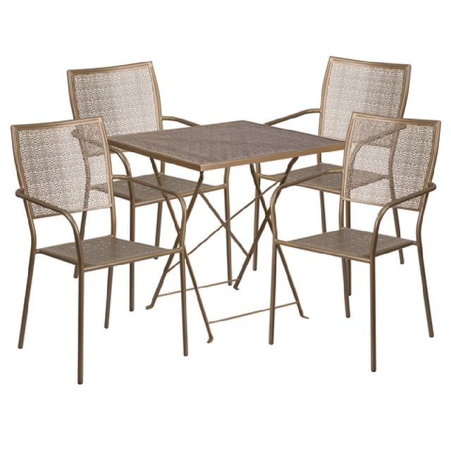 Flash Furniture CO-28SQF-02CHR4-GD-GG Patio Table Set Includes (1) Folding Table: 28"W X 28"D X 28-1/4"H