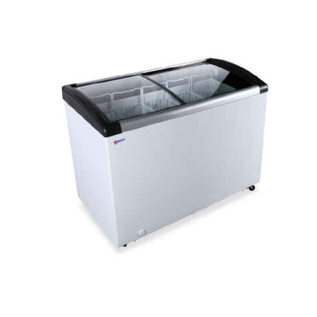 Omcan 47753 (FR-CN-0296) Ice Cream Freezer 7.6 Cu. Ft. Capacity (2) Sliding Doors With Curved Glass