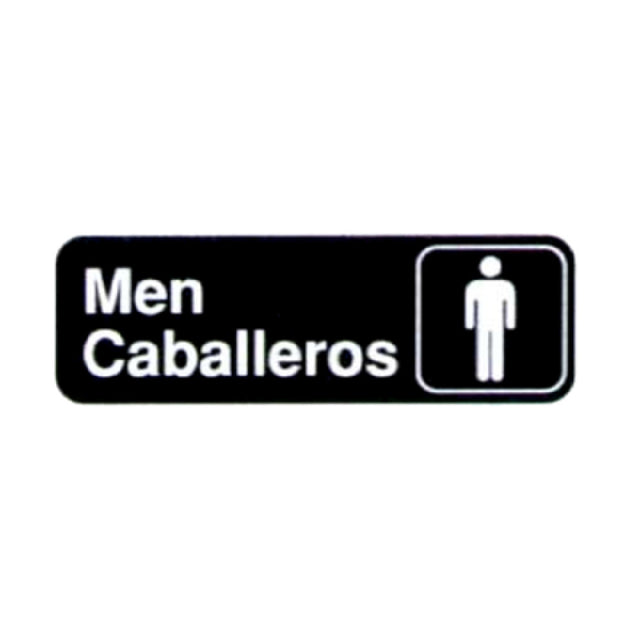 Vollrath 4566 Men/Caballeros Sign (English/Spanish) 3" X 9" White On Black