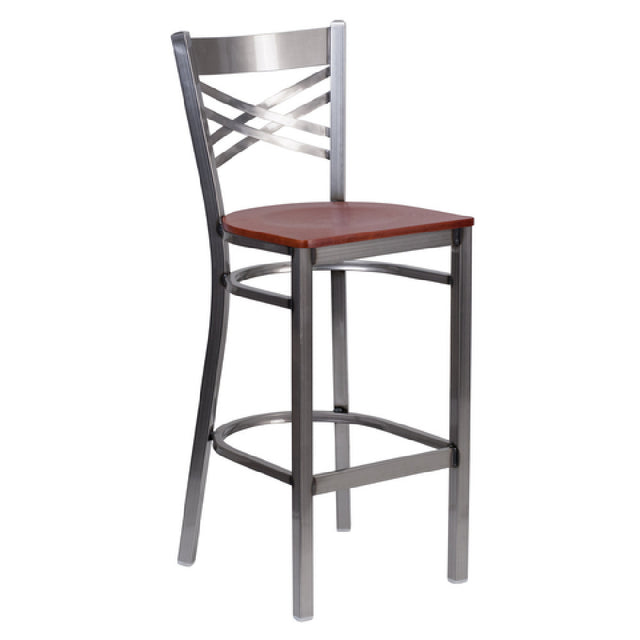 Flash Furniture XU-6F8B-CLR-BAR-CHYW-GG Hercules Series Restaurant Bar Stool Metal X Back