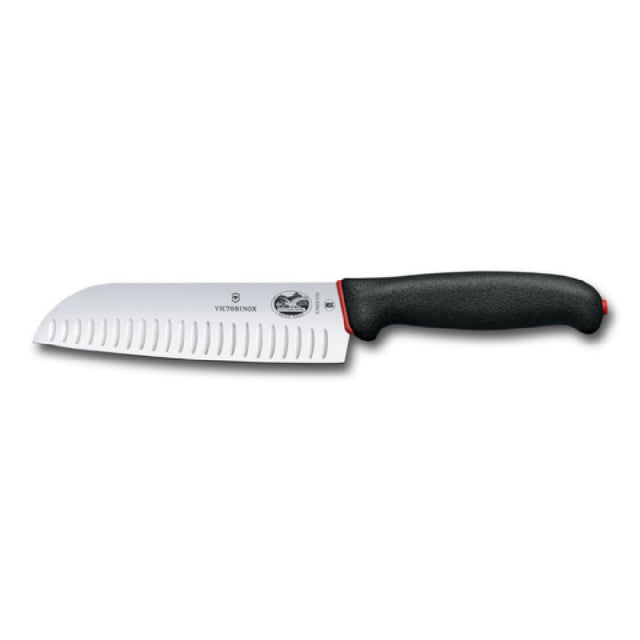 Victorinox Swiss Army 5.2523.17DB - Santoku Knife, 7" Granton Edge, Black/red Dual Grip