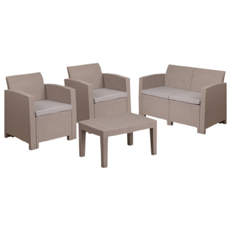 Flash Furniture DAD-SF-112T-CRC-GG Outdoor Patio Set 4-piece (2) 26-3/4"W X 27"D X 30"H Chairs