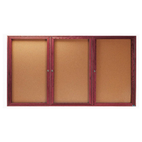 Aarco CBC4896-3R Red Oak Bulletin Board 96"W X 48"H Enclosed