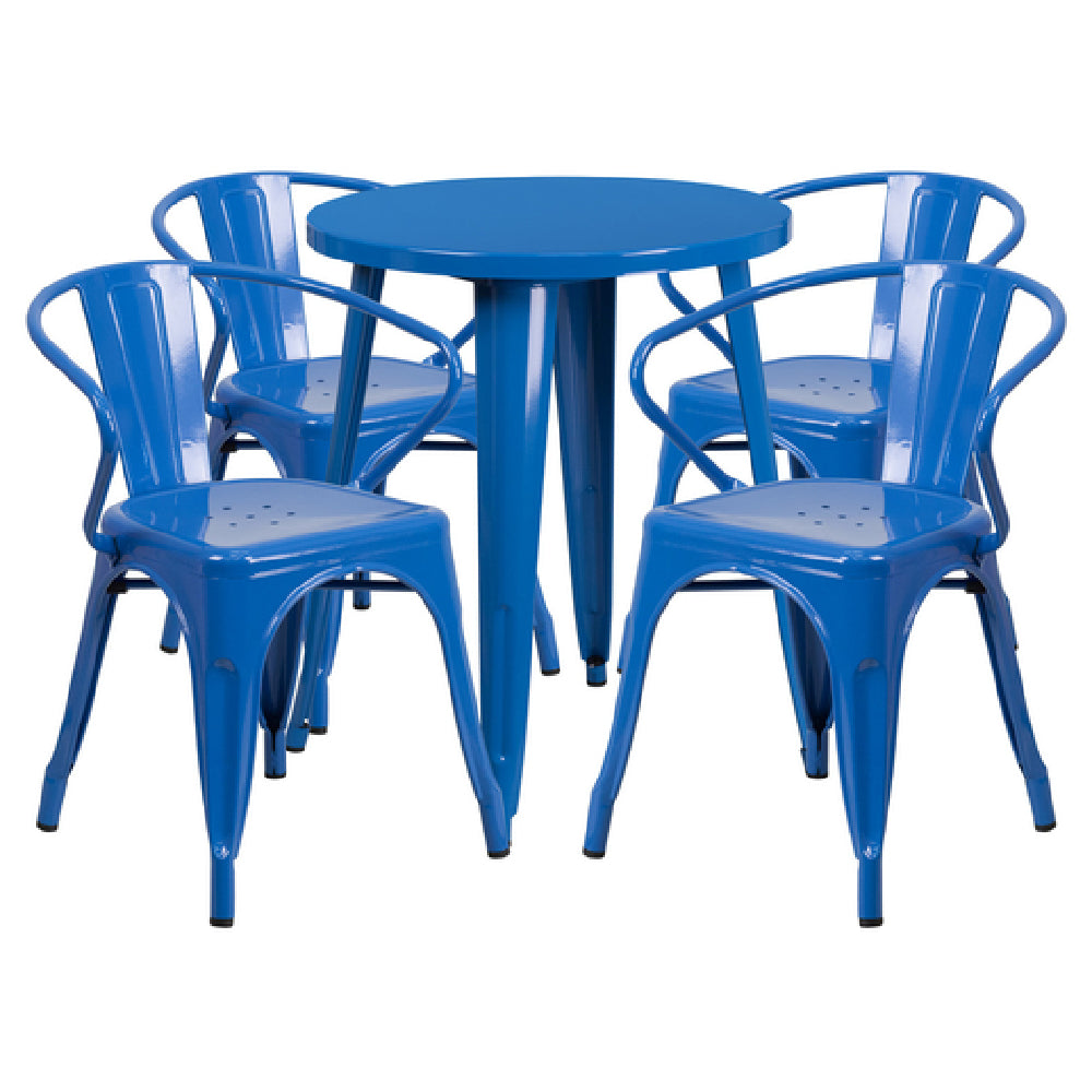 Flash Furniture CH-51080TH-4-18ARM-BL-GG Table And Chair Set Includes (1) 24" Dia. X 29"H Table