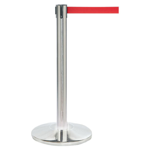 Hubert 61219 - Stanchion, Includes: (1) 40"H Post, (1) 14" Dia. Tapered 30 Lb. Base With Protective Rubber Floor Guards & (1) 7' Red Belt