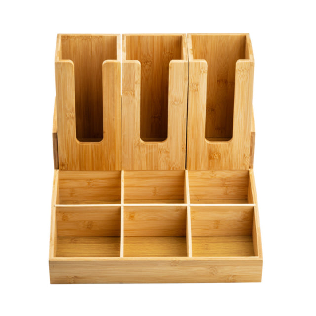 Tablecraft 12689 Coffee Condiment Organizer 15" X 1 4" X 7.5" 9 Compartments With 3 Cup/lid Holders