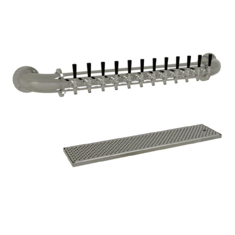 Glastender PW-12-MF Pipe Wall Draft Dispensing Tower Wall Mount (12) Stainless Steel Faucets (handles Not Included)