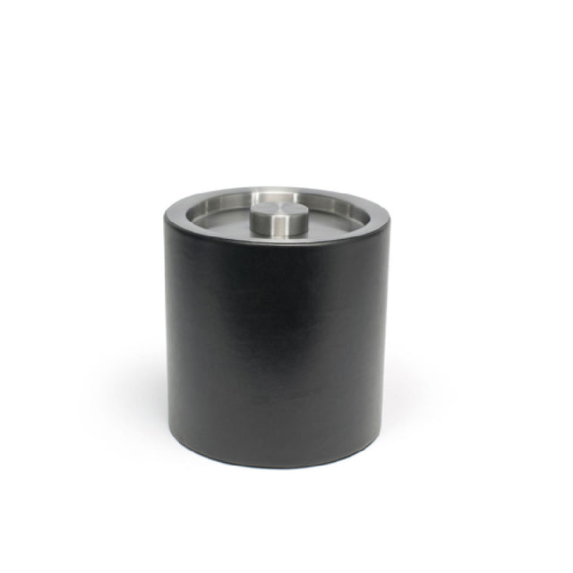 FOH RIB027BKL21 3.5qt Round London Ice Bucket Black With Matte Black Lid Includes One RIB017BKL21-BTM 3.5qt Round London Ice Bucket Base Black